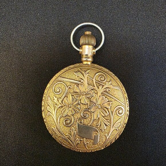 Vintage 70's Sears Roebuck Pocket Watch Stag / Floral Swiss Made - Picture 2 of 13
